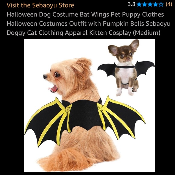 Dog Costume Bat Wings with Yellow Accents - Picture 1 of 5